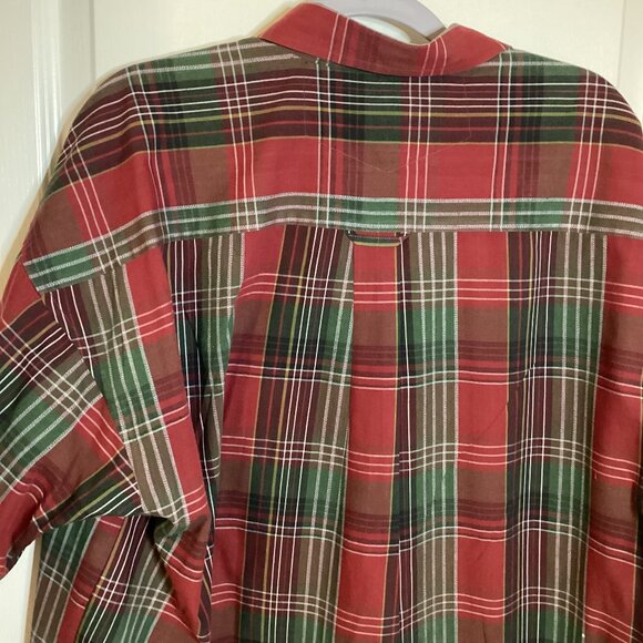 Haggar Casuals Men's Button Down Red Green Plaid Short Shirt Size XL Casual Work - Picture 6 of 7